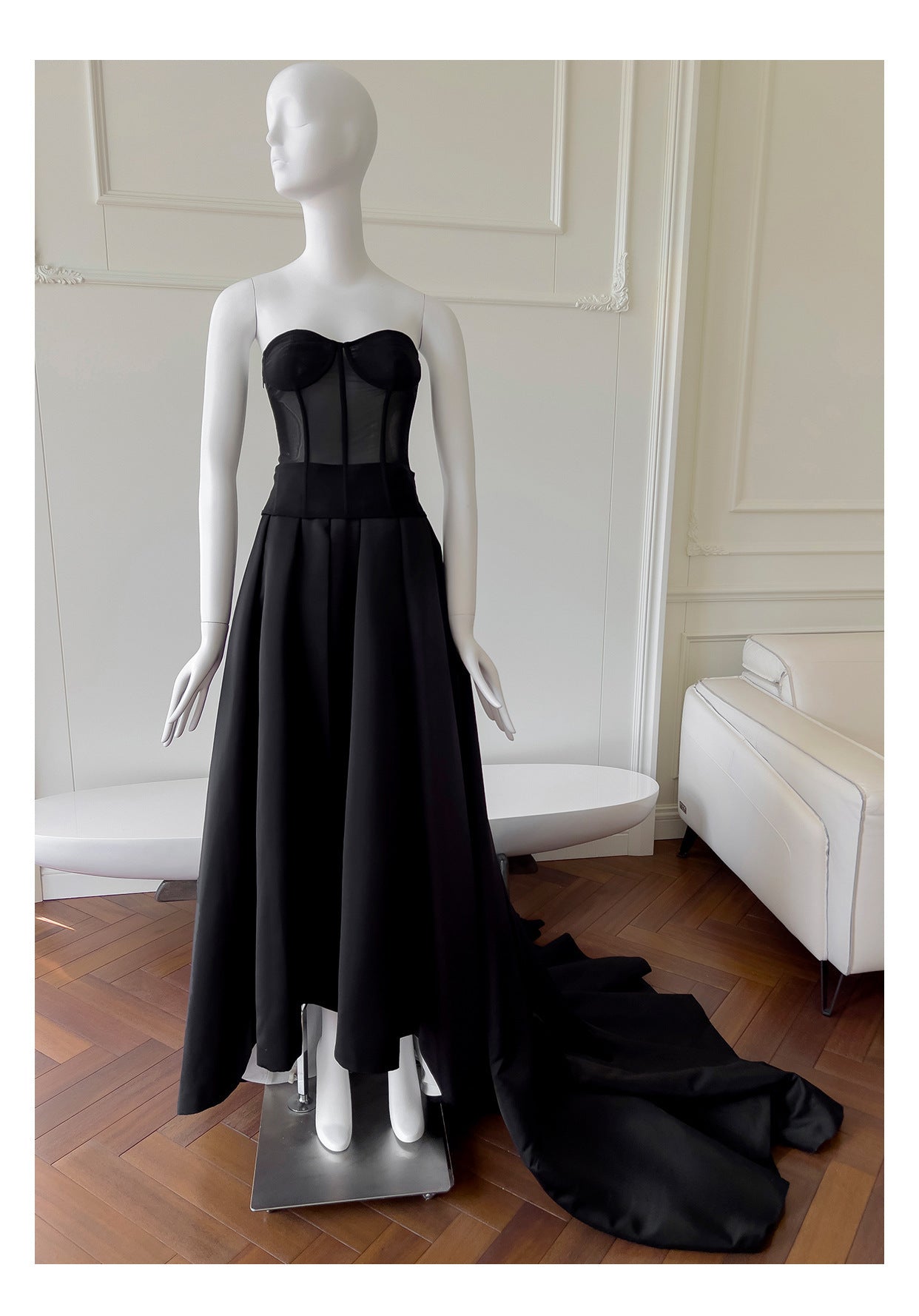 Grace Black Couture Pearl Detail Gown