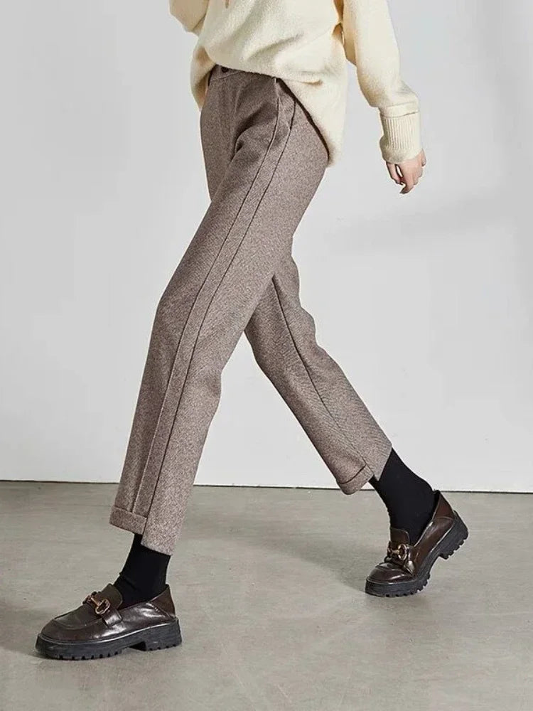Jackie High-waisted Tweed Straight Pants