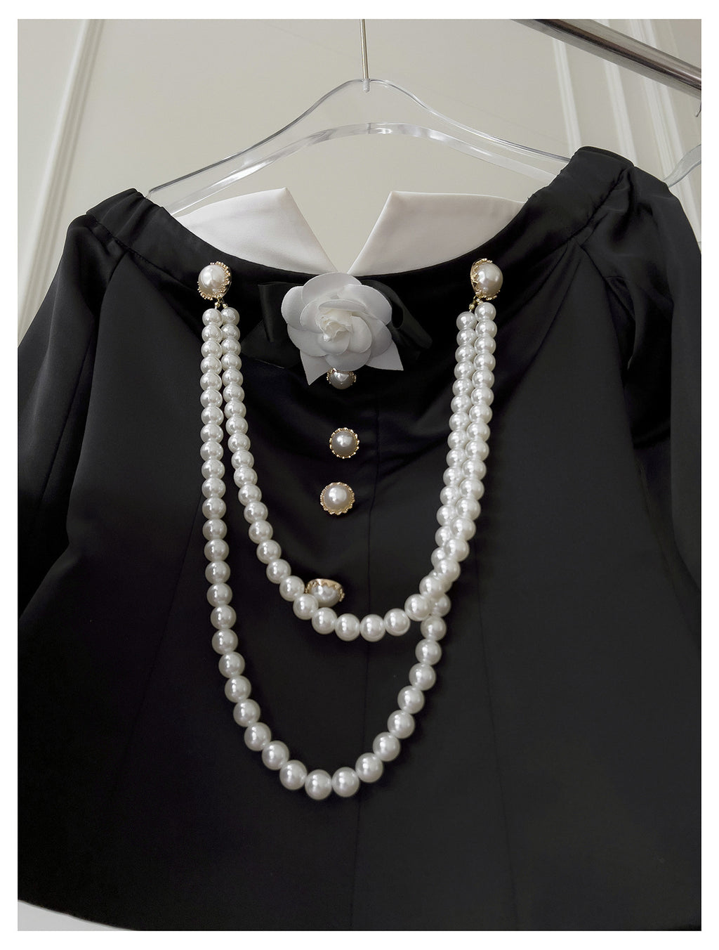 Grace Black Couture Pearl Detail Gown