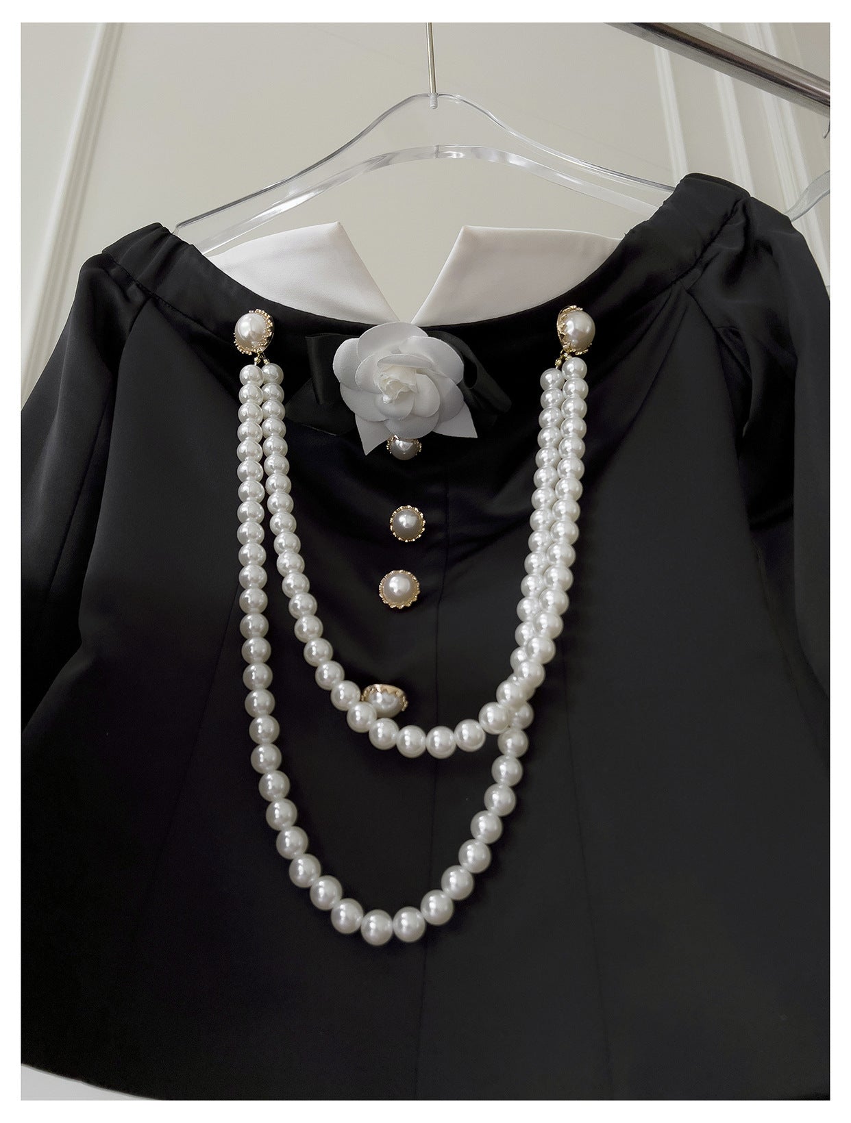 Grace Black Couture Pearl Detail Gown