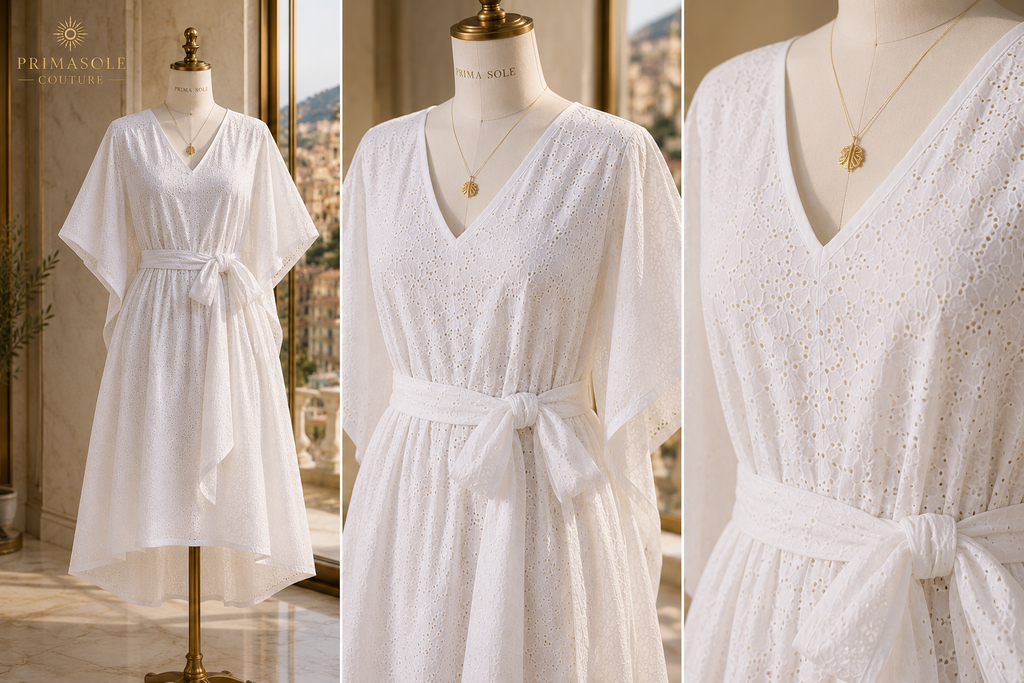 The Monaco Cotton Eyelet Kaftan