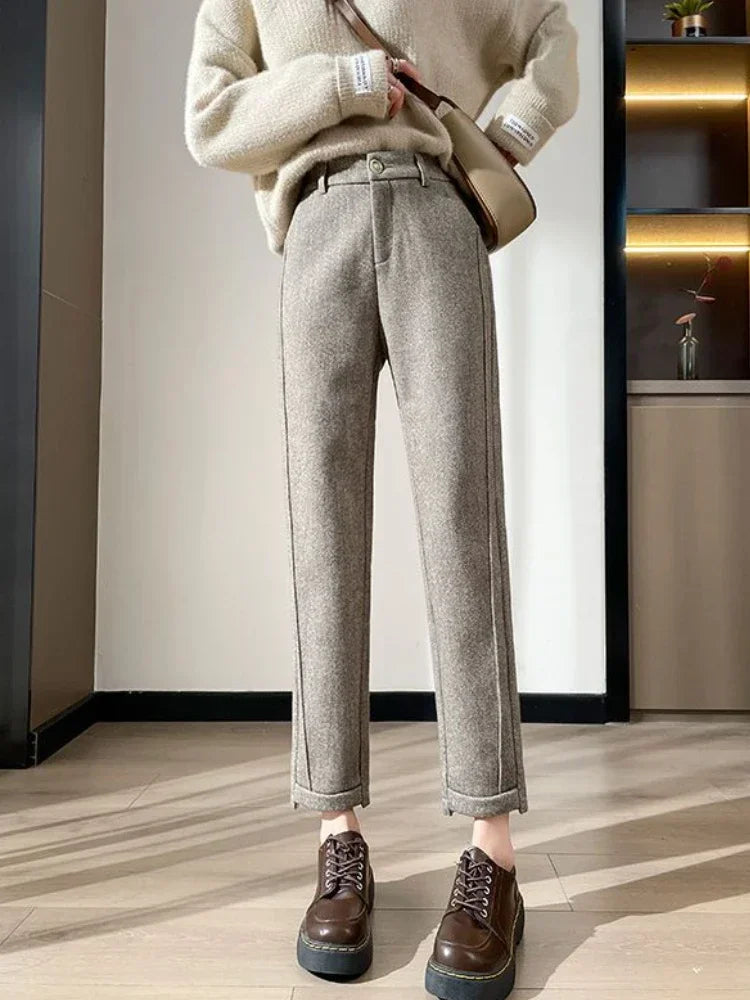Jackie High-waisted Tweed Straight Pants