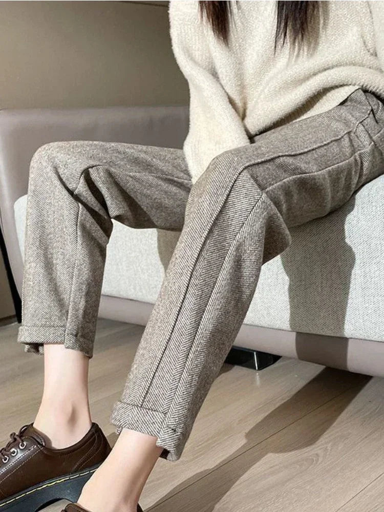 Jackie High-waisted Tweed Straight Pants